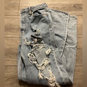 Light light wash ripped jeans